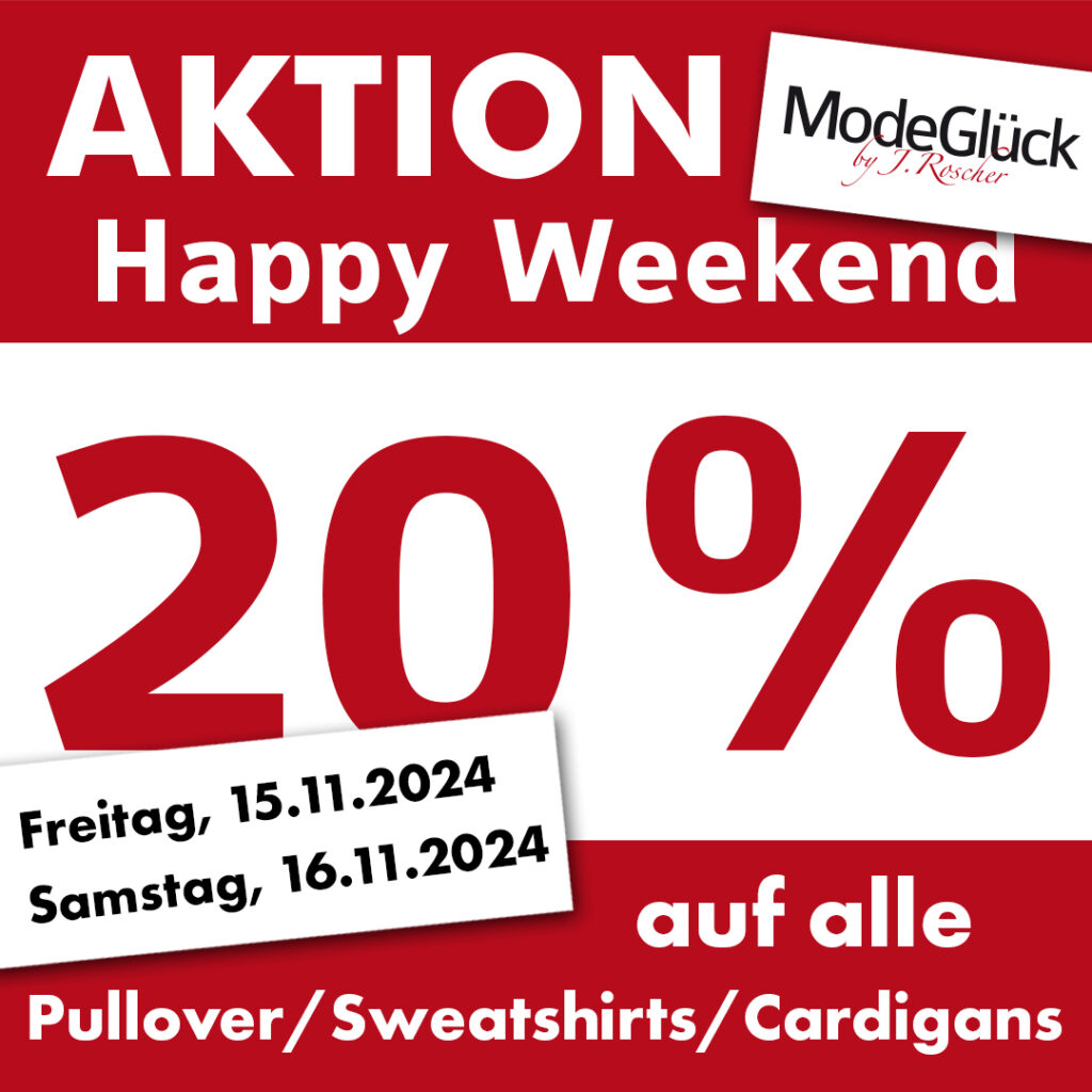 20% auf alle Pullover, Cardigans und Sweatshirts